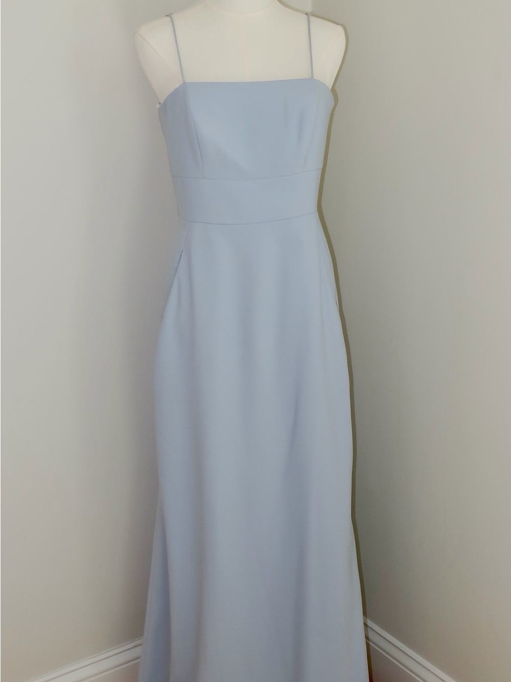 After Six:Light Blue Maxi Dress (pockets, bridesmaid, hemmed 5’4”)